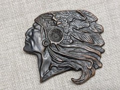 vintage 1970s belt buckle NATIVE AMERICAN southwestern INDIAN CHIEF brass