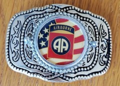 Mens Belt Buckle with Army 82nd Airborne Inlay – Gold Color buckle 3.5&Prime; x 2.5&Prime;