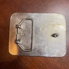 Vintage N.I. Native American Chief Belt Buckle Blue Crushed Glass Silver Tone