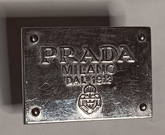 Prada Milano DAL 1913 Silver 1 x 2&Prime; Belt Buckle Badge