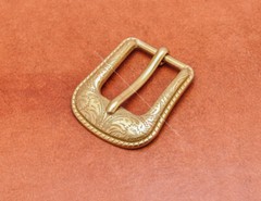 25mm Brass Plated Western Flower Rodeo Leathercraft Belt Buckle Tip 2 Pcs Set