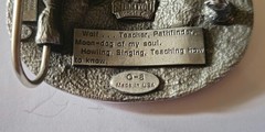 Vintage 1993 Siskiyou Pewter Howling Wolf Spirit Belt Buckle Feathers O-8