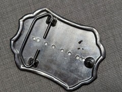 vintage CHROME belt buckle ENGRAVED metal WESTERN cowboy FLORAL
