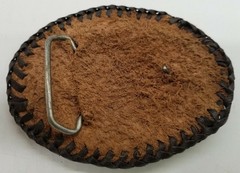 Handmade Handtooled Leather Belt Buckle – Game Bird Pheasant Hunting Bird Dog