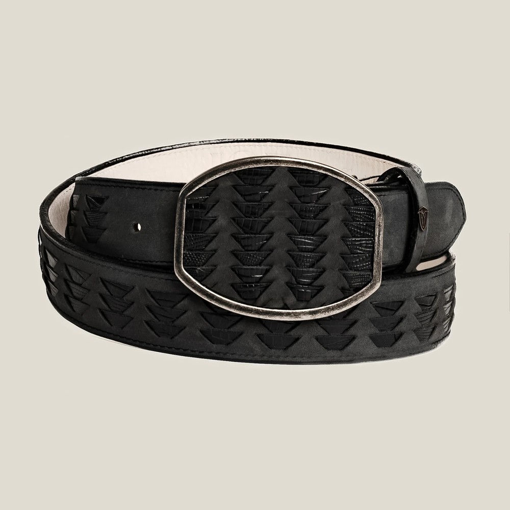 Genuine Braided Petatillo Leather Western Belt with Removable Buckle – Black