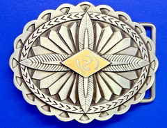 Southwestern Native Indian Tribal Art Style Creme Colored Center Belt Buckle