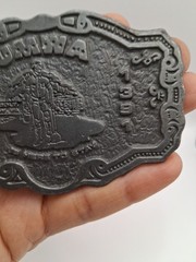 Vtg. Uniq Hit Line USA Local 1931 UMWA Is Here To Stay Belt Buckle.