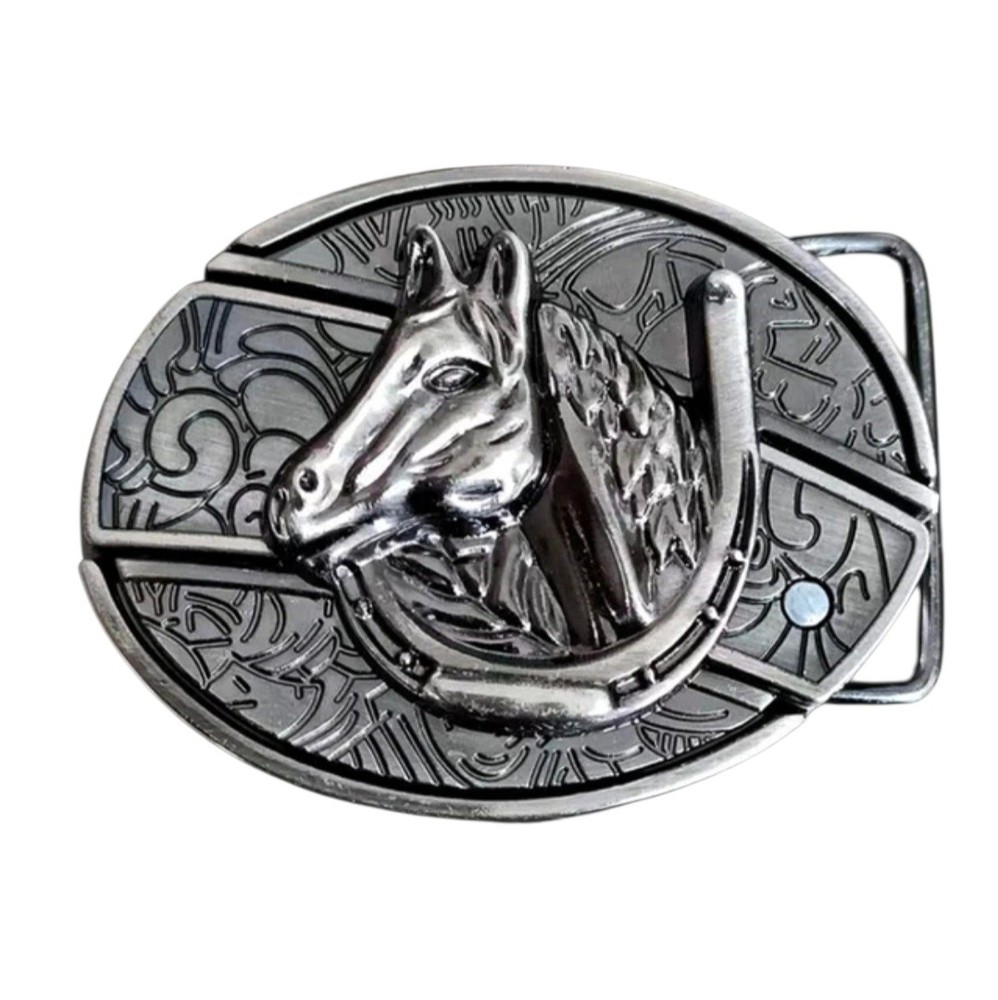 Western Horse 2 in 1 Zinc Alloy Metal Belt Buckle