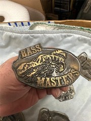 Six Vintage Fishing Belt Buckles Bass, etc.