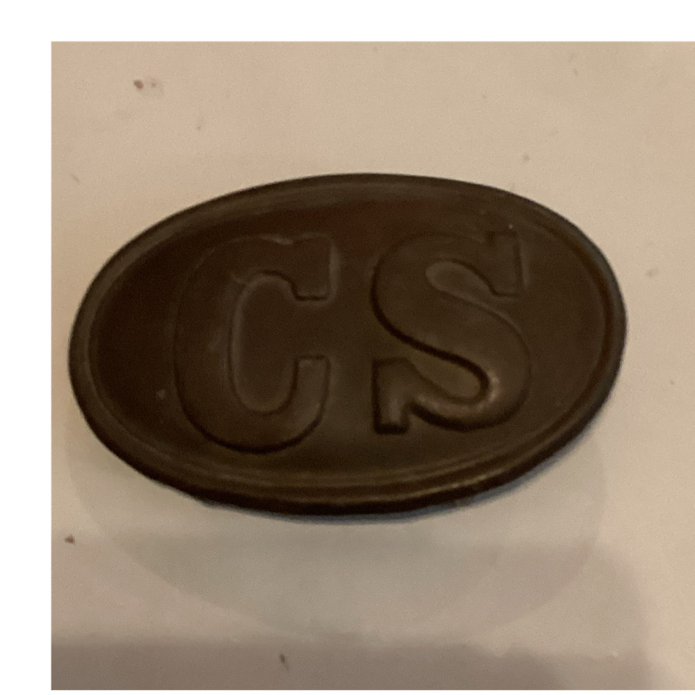 Men’s Oval Bronze Metal Frame Belt Buckle Raised CS Logo Antique Finish 1.5&Prime;
