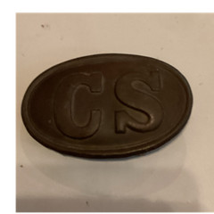 Men’s Oval Bronze Metal Frame Belt Buckle Raised CS Logo Antique Finish 1.5&Prime;