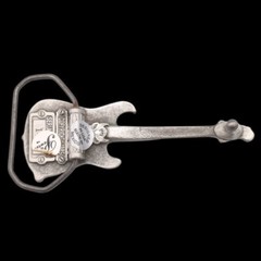 Electric Guitar Bass Amp Musician Rock Band Red Belt Buckle