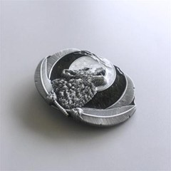 Enamel Animal Moon Wildlife Shout Wolf Oval Western Belt Buckle