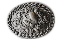 New Men / Women Dark Silver Metal Belt Buckle Fashion Skeleton Skulls Halloween