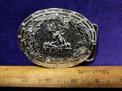 Great/Fun/Fashionable Belt Buckle Hunting Deer Outdoors Silvertione Scroll work