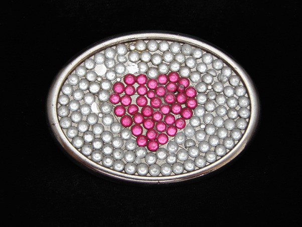 PA07151 REALLY NICE **CRYSTAL HEART DESIGN** ART FASHION DESIGN BELT BUCKLE