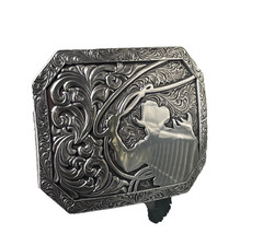 Nocona Mens Belt Buckle 3.75 x 2 in Cowboy Roper Western Rodeo Silver 1.5