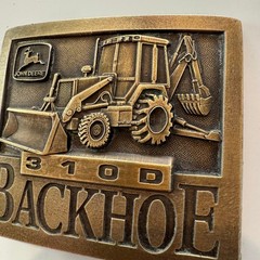 John Deere 310D Backhoe Belt Buckle Vintage Brass Heavy Equipment 1994Tractor