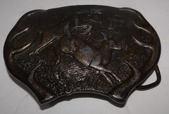 VINTAGE BERGAMOT BRASS WORKS MENS BUCKLE BUCK & DOE JUMPING c 1977 = Y-144