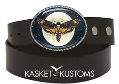 Alchemy Belt Buckle – Celestial Death Head Moth Handmade Silver Buckle – 155-5