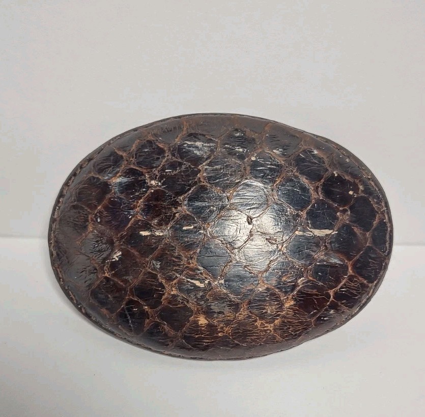 Justin 35 X Brown Leather Snake Skin Covered Belt Buckle Rustic Cowboy