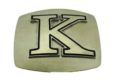 Initial Letter K Belt Buckle Western Rodeo Cowboy Silver Metal New Men Women
