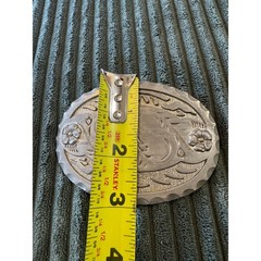 Western Cowboy Floral Scroll Oval Belt Buckle Mens Womens Silver Tone Rodeo
