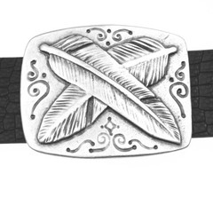Metal Feather Print Belt Buckle, Vintage Western Style