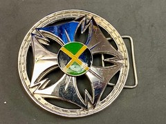 Spinning Moving Round Wheel Green Black Yellow Flag? Color Belt Buckle