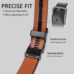 Drowsmen Leather ratchet belt 1 3/8&Prime; with Click Sliding Cognac Belt
