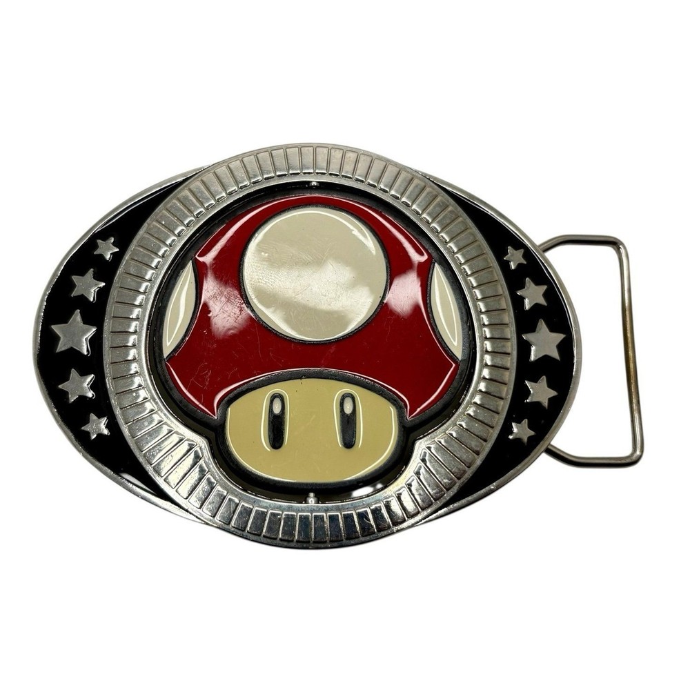 Super Mario Mushroom Flip Belt Buckle Red Green Large 2012 NintendoREVERSIBLE