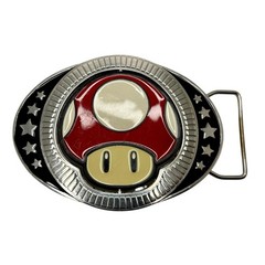 Super Mario Mushroom Flip Belt Buckle Red Green Large 2012 NintendoREVERSIBLE