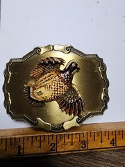 Vintage 70s Brass 3D Quail Bird Belt Buckle Raintree Jewelry & Co Western Cowboy