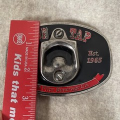 On Tap Belt Buckle Bottle Opener High Flier Beverage Black Red Silver