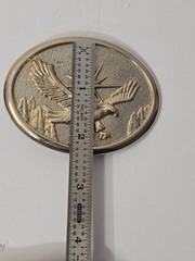 Vintage 80’s gold tone soaring eagle oval cowboy western belt buckle unisex