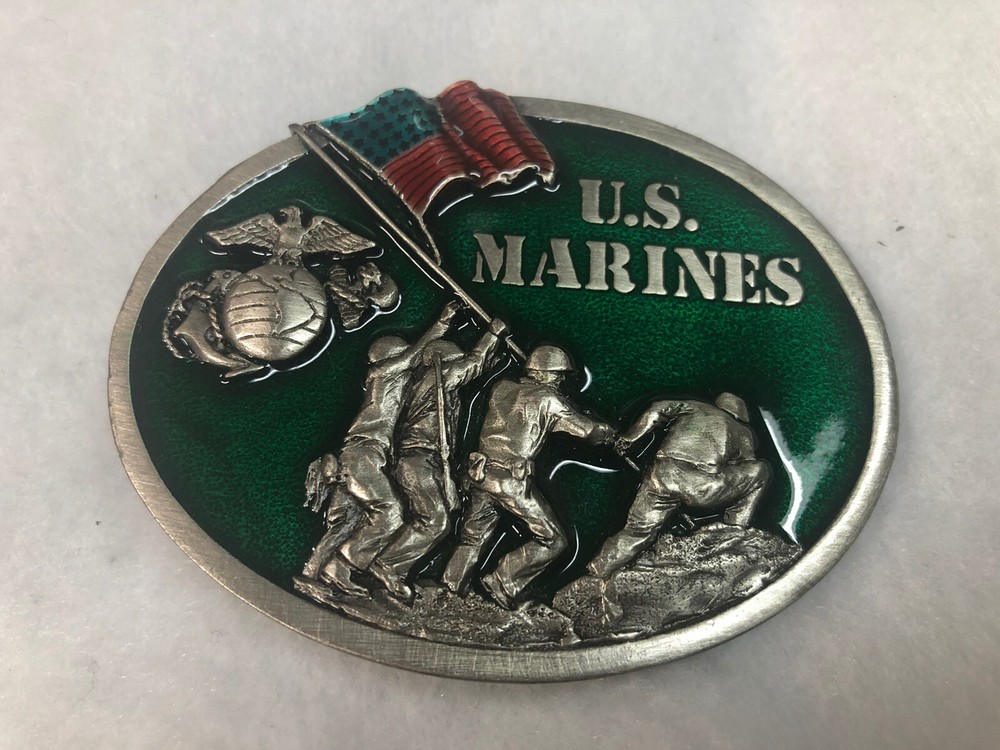 U.S. Marines Vintage Enameled Belt Buckle 1982 Beramot Brass Works