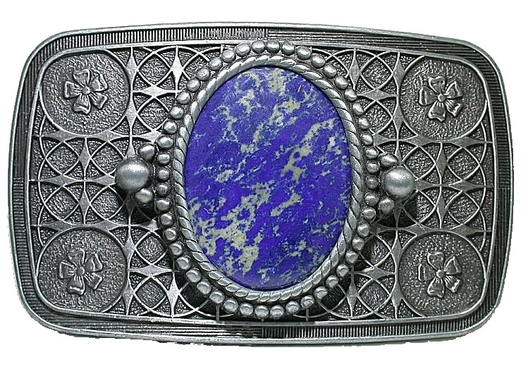 Lapis 40×30 Oval Cab Pewter Color 3 3/10 x 2 1/10 Inch Belt Buckle EPBB89/42625