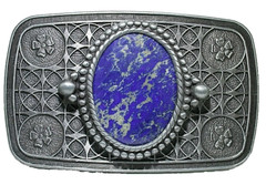 Lapis 40×30 Oval Cab Pewter Color 3 3/10 x 2 1/10 Inch Belt Buckle EPBB89/42625