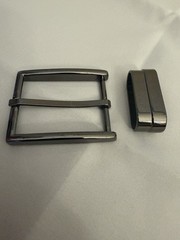 Belt Buckle 1.25” Belt Making Replacement Single Prong Black Gun Metal + Loop