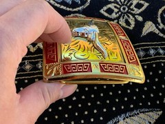 Western Buckle Gold Red Silver Longhorn Cowboy 2 »Buckle Hebilla Vaquero Toro