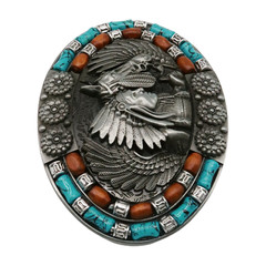 Men Silver Metal Belt Western Native Indian Warrior Horse Feather Eagle Wings