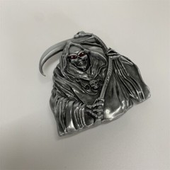 Red Enamel Grim Reaper Skull Belt Buckle Gurtelschnalle Boucle de ceinture