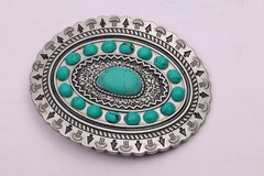 Western Belt Buckle With Handmade Leather Strap| Turquoise Buckle For Men