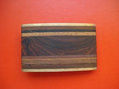 Vintage Kenneth Reid Southwest Wood and Brass Belt Buckle