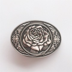 Vintage Silver Plated Western Rose Oval Belt Buckle Gurtelschnalle