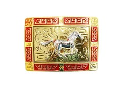 Western Buckle Gold Silver Red Black Horse Cowboy Buckle 2 » Hebillas Vaqueras