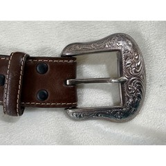 Nocona Western Leather Belt Men&rsquo;s Size 40 Brown Tooled Engraved Buckle