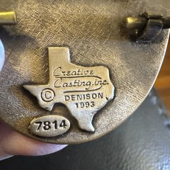 Texas Utilities Electric Co. Brass Belt Buckle 1993 Creative Casting