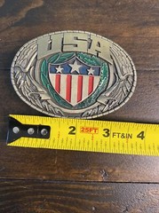 VINTAGE INDIANA METALCRAFT “USA” BELT BUCKLE