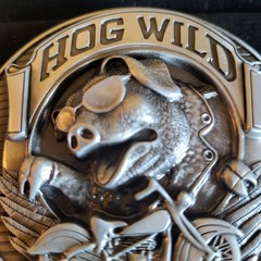 Hog Wild 3D Belt Buckle Metal Finish Biker Motorcycle Western Hog Pig
